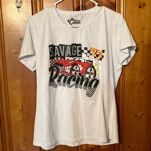 Says size X-LARGE but fits like a Med Men’s Blessed Queen shirt